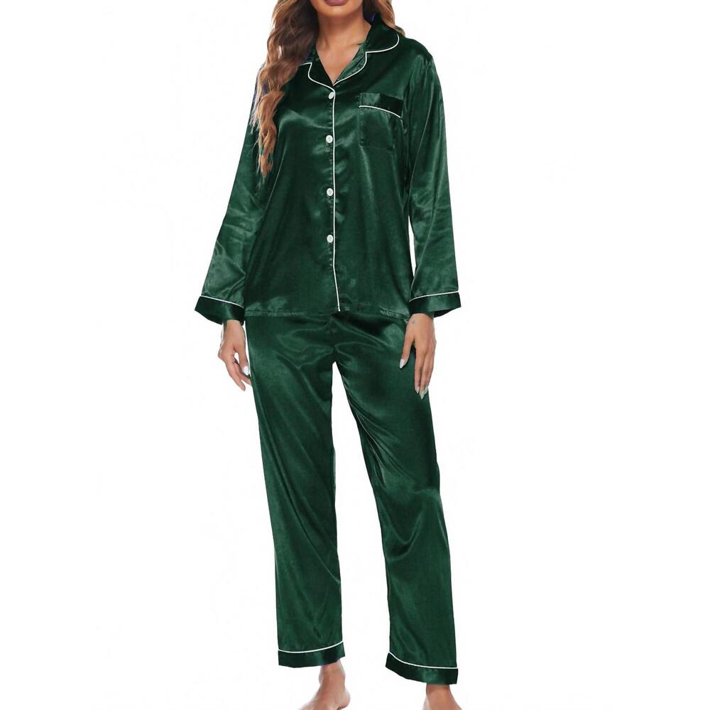 NEW WHOLESALESIR button up pajamas for long sleeve soft set in green